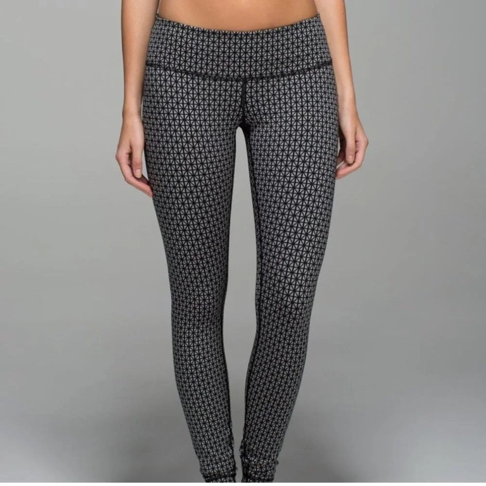 Lululemon Wonder Under Pant leggings Tri Geo Silver Spoon black